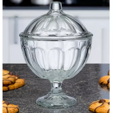 Excellent Houseware Szklany soik na nodze na sodycze 16,5 cm