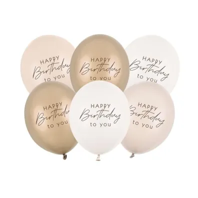 PartyDeco Balony Happy Birthday mix be�owy 30cm