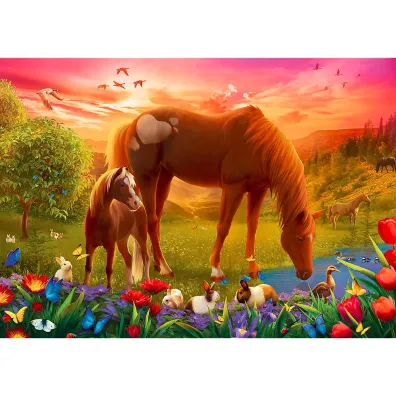 Puzzle 500 el. Konie na ��ce Trefl