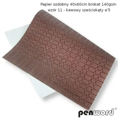 Polsirhurt Papier ozdobny brokatowy kawa 140g, 40x60cm 5 szt.