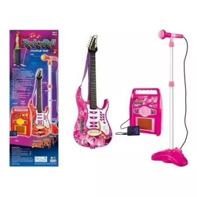 LeanToys Gitara z mikrofonem r�owa