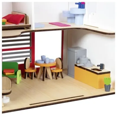 Przeno�ny domek dla lalek Eco House z akcesoriami Goki