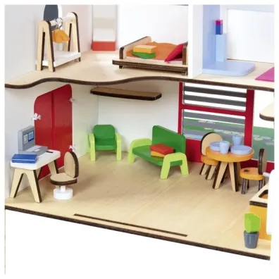 Przeno�ny domek dla lalek Eco House z akcesoriami Goki