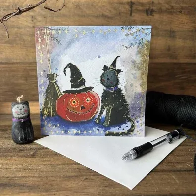 Alex Clark Karnet Halloween kwadrat Kot i dynia