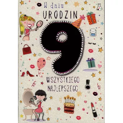 Kukartka Karnet B6 PR-032 Urodziny 9 dziewczynka