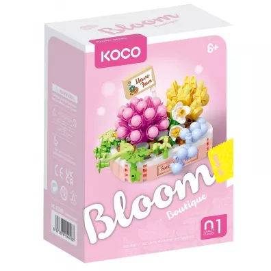 Klocki KOCO sukulenty w r�owej donicy 249 element�w