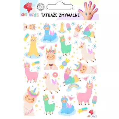 Tatua�e zmywalne dla dzieci Weso�e lamy All4Kids