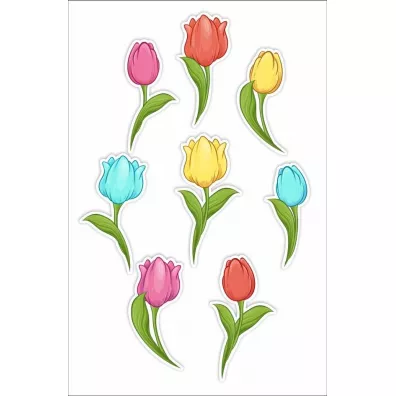 LearnHow Dekoracje okienne dwustronne - Tulipany 02 8 szt.