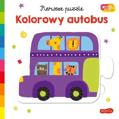 Kolorowy autobus. Akademia M�drego Dziecka. Pierwsze puzzle