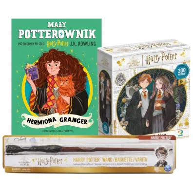Pakiet: Ma�y potterownik. Przewodnik po serii Harry Potter. Hermiona Granger, Puzzle 300 el. Harry Potter. Hermiona i Ron, Magiczna R�d�ka Harry'ego Wizarding World