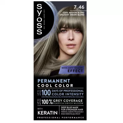 Syoss Permanent Cool Color farba do wosw 7-46 Chodny redni Blond
