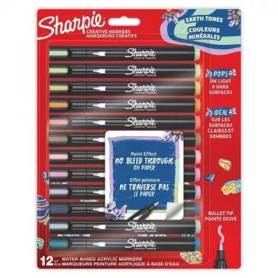 Sharpie Markery akrylowe odcienie Ziemi 12 kolorw