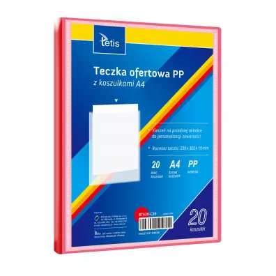 Tetis Teczka ofertowa PP 20 koszulek. A4 czerwona