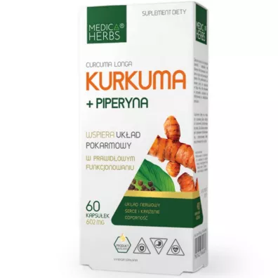 Medica Herbs Kurkumina + piperyna Suplement diety 60 kaps.