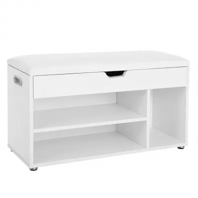 Songmics Szafka na buty z siedziskiem biaa 80 cm