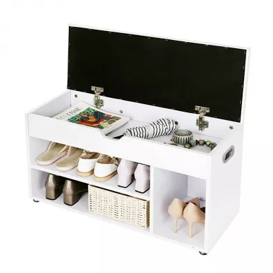Songmics Szafka na buty z siedziskiem biaa 80 cm