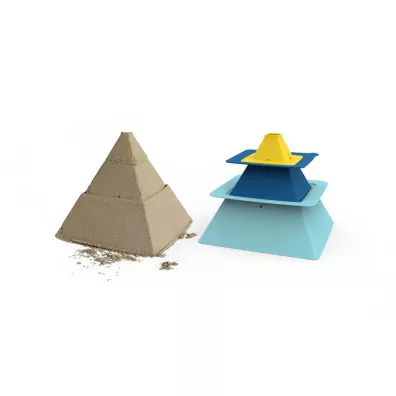 Zestaw 3 foremek do piasku Piramida Pira Vintage Blue + Deep Blue + Mellow Yellow Quut
