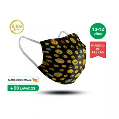 Kiokids Wielorazowa maseczka dla dziecka 10-12 l., Emoji