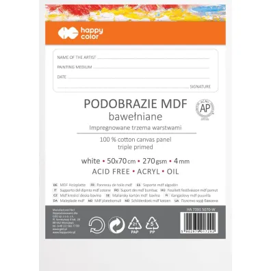 Happy Color Podobrazie bawe�niane impregnowane bia�e 50x70cm, 4mm