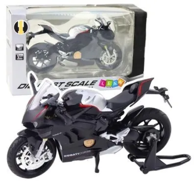 Motocykl metalowy ze �wiat�em i d�wi�kiem 1:12 LeanToys
