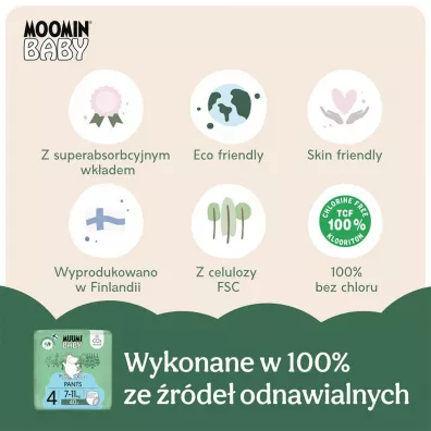 Muumi Baby Pieluchomajtki ekologiczne 4 (7-11 kg) 40 szt.
