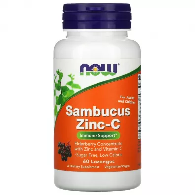 Now Foods Sambucus Zinc-C - Cynk do ssania Suplement diety 60 tab.