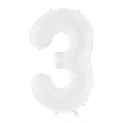 PartyDeco Balon foliowy 3 bia�y 86 cm