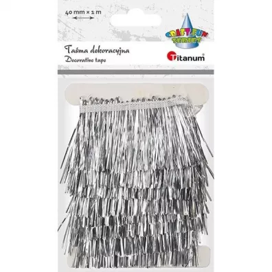 Titanum Ta�ma z fr�dzlami plastikowymi srebrna 40mm x 1m