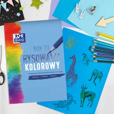 Oxford Blok rysunkowy A4 kolorowy 10 kartek