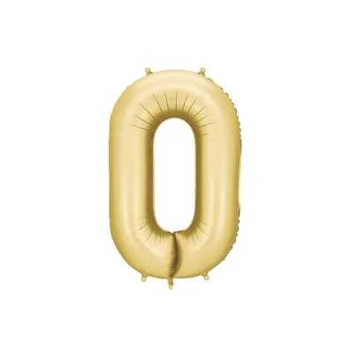 PartyDeco Balon foliowy cyfra 0 86cm zoty