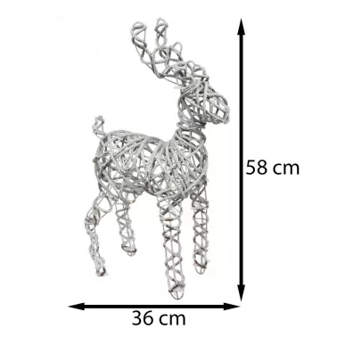 H&S Decoration Renifer witeczny onieony 20 Led 58cm Biay.Brzowy