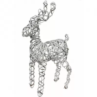 H&S Decoration Renifer witeczny onieony 20 Led 58cm Biay.Brzowy