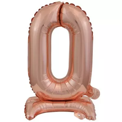 Amscan Balon foliowy mini cyfra 0 na stojaku r�owe z�oto