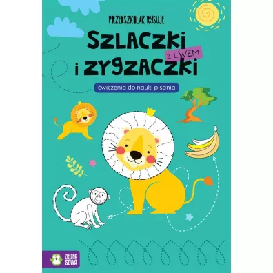 Szlaczki i zygzaczki z lwem. wiczenia do nauki pisania. Przedszkolak rysuje