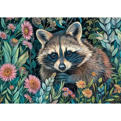 Puzzle 1000 el. Raccoon in Flowers CherryPazzi