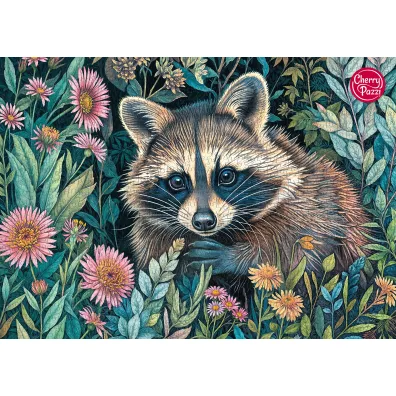 Puzzle 1000 el. Raccoon in Flowers CherryPazzi