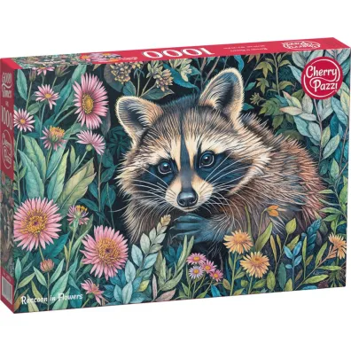 Puzzle 1000 el. Raccoon in Flowers CherryPazzi