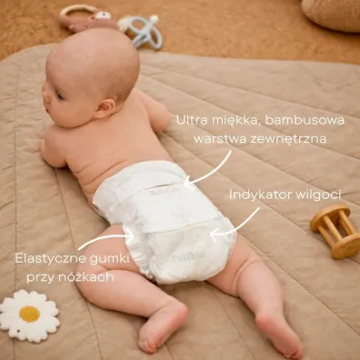 Tuttelu Bambusowe pieluszki jednorazowe, rozmiar 2 (3-6 kg) 32 szt.
