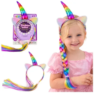LeanToys Opaska z rogiem Jednoro�ca kolor w�osy warkoczy