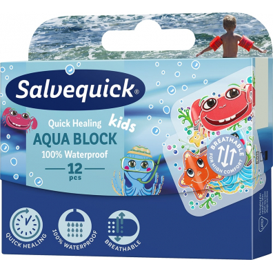 Salvequick Wodoodporne plastry opatrunkowe dla dzieci Aqua Block Kids 12 szt.