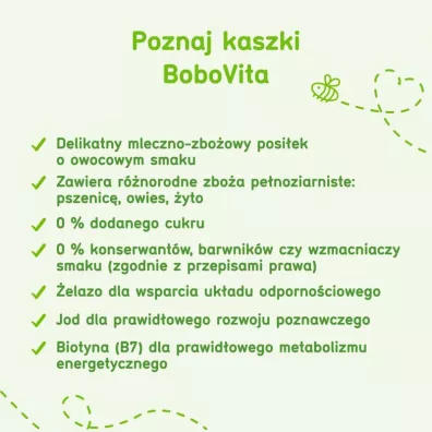 BoboVita Porcja Zb Kaszka mleczna 3 zboa zboowo-owsiana jabko-gruszka po 6 miesicu 210 g