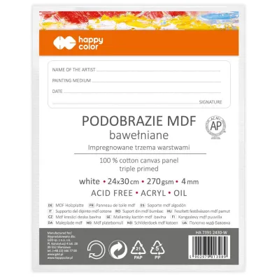 Happy Color Podobrazie bawe�niane impregnowane bia�e 24x30cm, 4mm