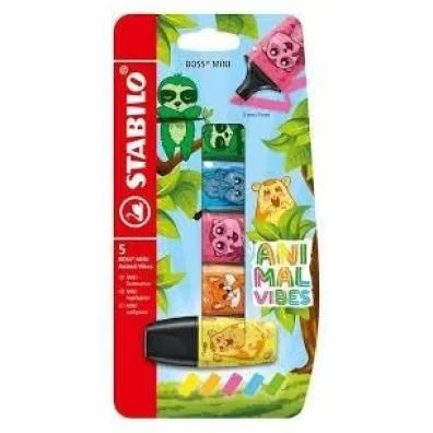 Zakreslacz mini 5kolor�w Animal Vibes etui STABILO B-62416-10