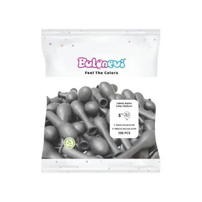 GoParty Balony lateksowe Metallic srebrne 12cm
