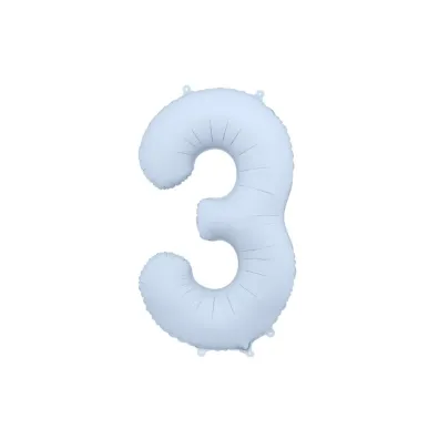 PartyDeco Balon foliowy Cyfra 3 mglisty niebieski 86cm