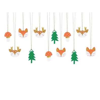 PartyDeco Zawieszki do prezent�w Las mix, 1 op./12 szt.