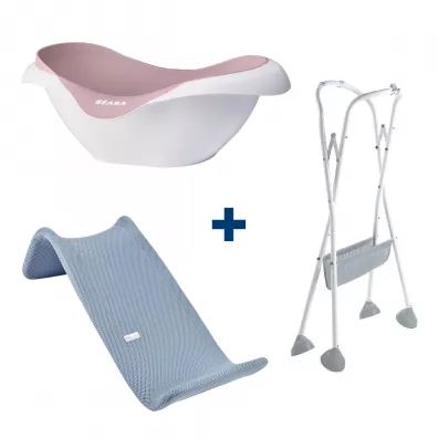 Beaba Zestaw Wanienka Camele'o Old Pink + Stojak do wanienki + Le�aczek - wk�adka do k�pieli