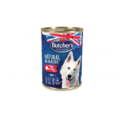 Butchers Natural&Healthy Pasztet z wołowiną i ryżem dla psów 390 g