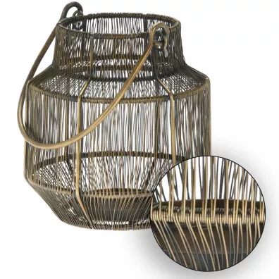 H&S Decoration Lampion druciany zoty z rczk 18 cm