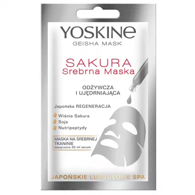 Yoskine Geisha Mask Sakura maska na srebrnej tkaninie od�ywcza i uj�drniaj�ca 20 ml